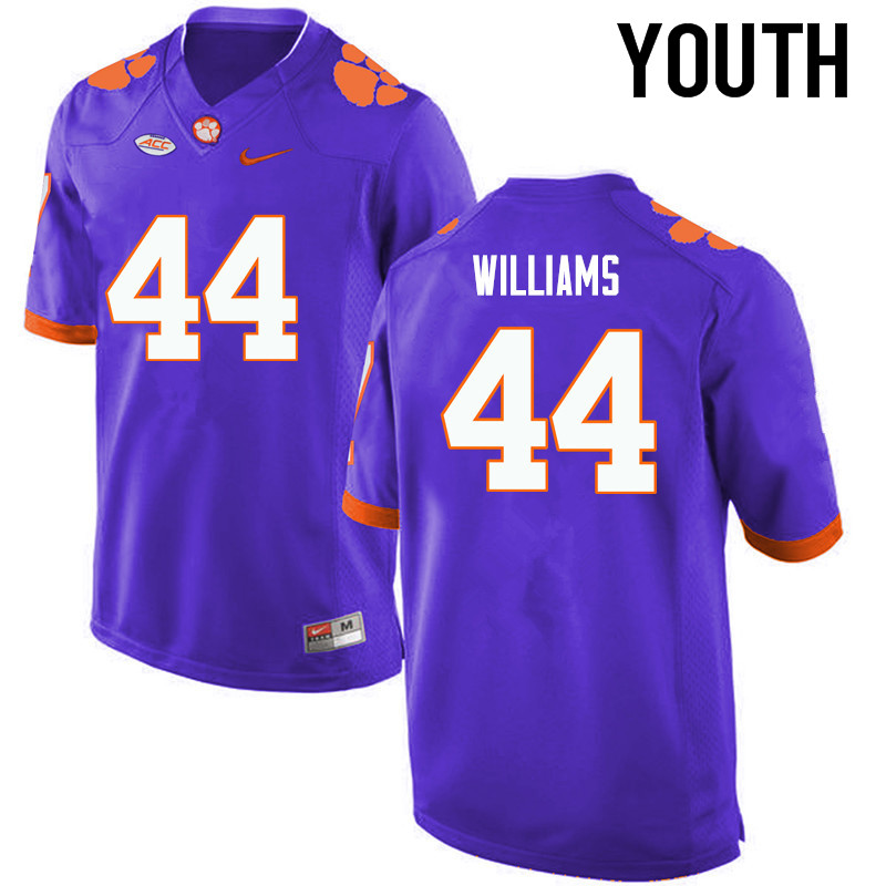 Youth Clemson Tigers #44 Garrett Williams College Football Jerseys-Purple